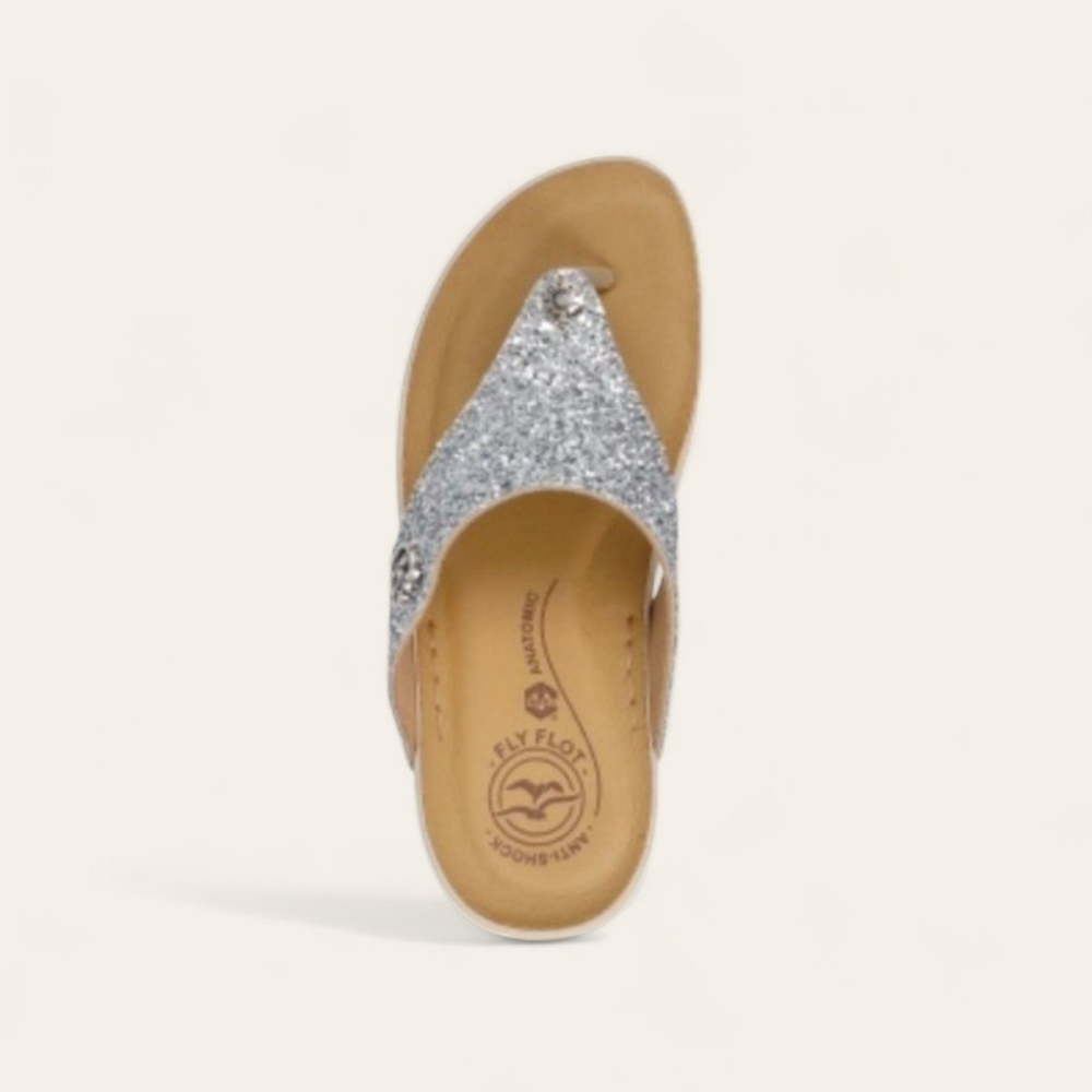 FlyFlot “Argento” Thong Sandal in Silver Size 39